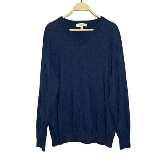 Turnbury Merino Wool Sweater Extra Fine Men 2XT Tall Vneck Preppy Classic Basic - Picture 1 of 10